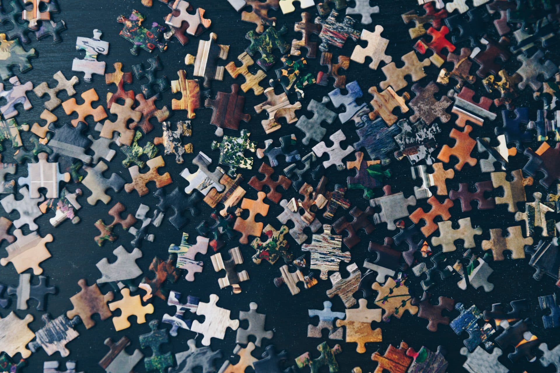 Puzzle Pieces On Navy Blue