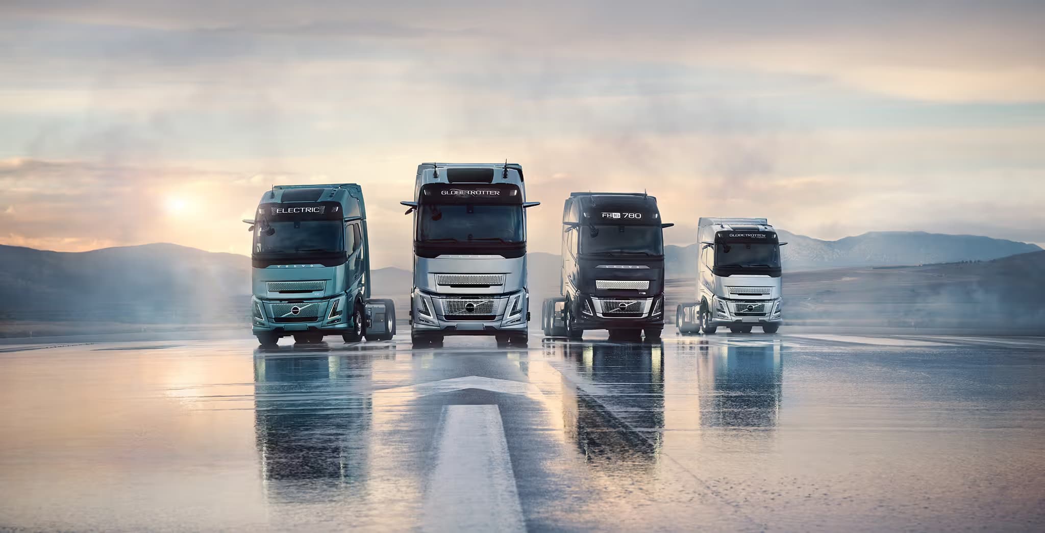 Volvo trucks lining up